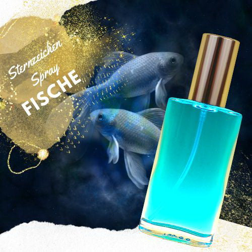 Sternzeichen Fische Seelen Spray von urvertrauen.de - 100% naturreine ätherische Öl-Kompositionen in reinem Weingeist in einer Glasflasche mit goldenem Zerstäuber